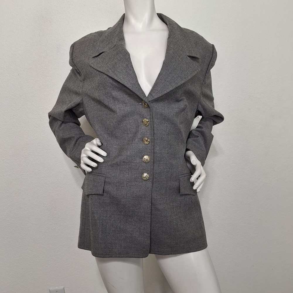 Escada Gray Wool Blend Five Button Front Preppy C… - image 1